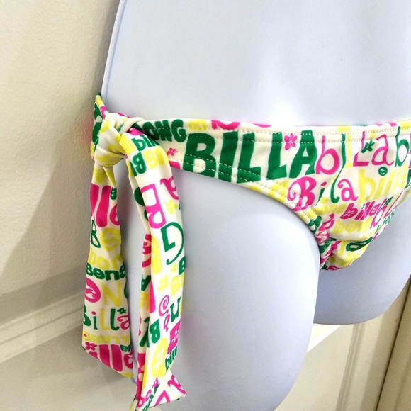 🆑️ BILLABONG Bright Neon Bikini | Triangle Top Halter Closure Side Tie S - Picture 6 of 16